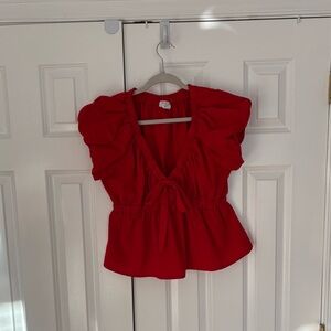 Sienna Sky Red Ruffled Blouse